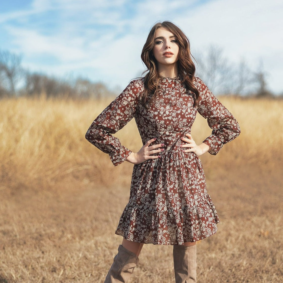 Paisley A-Line Dress Brown Small – Emmi's Label