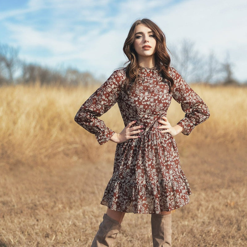 Paisley A-Line Dress Brown Small Paisley A-Line Dress Brown Small