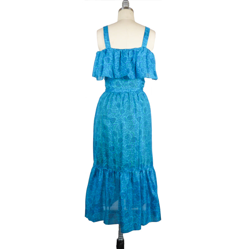 Paisley Silk Midi Dress Blue XS